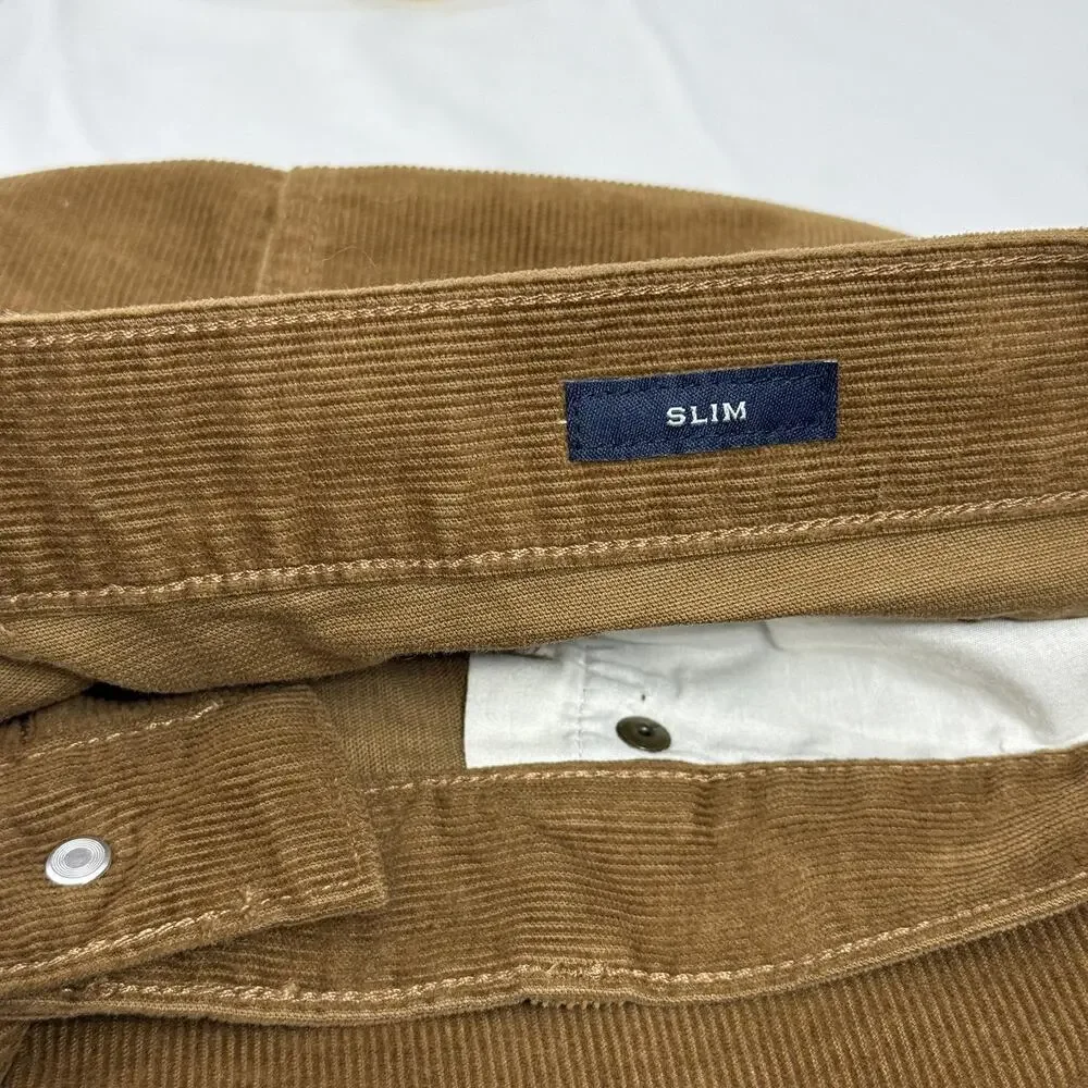 J Crew Pants Mens 35x32 Brown Corduroy Slim Flex Stretch Chino Casual Everyday